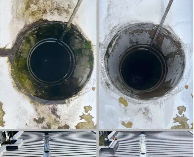 排水口やスノーダクトの詰まり解消作業の様子