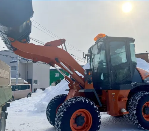 重機での排雪・ダンプ積み込み