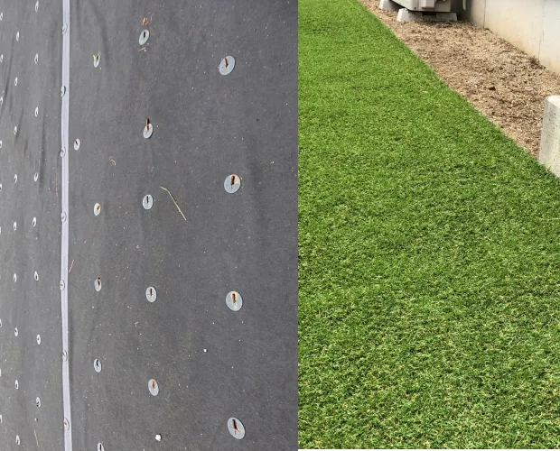 除草シート・人工芝施工の様子